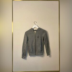 Aviator Nation kids gray lightning bolt zip up.